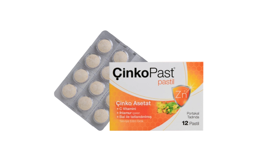 Pastil Portakal Tadında Çinko Asetat, C Vitamini, Ihlamur, Bal ile Tatlandırılmış 12 Pastil