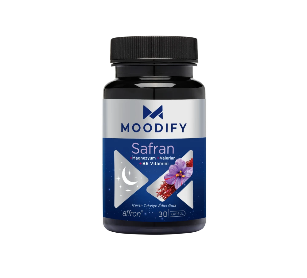 Moodify  Safran, Magnezyum, Valerin, Vitamin B6 30 Kapsül